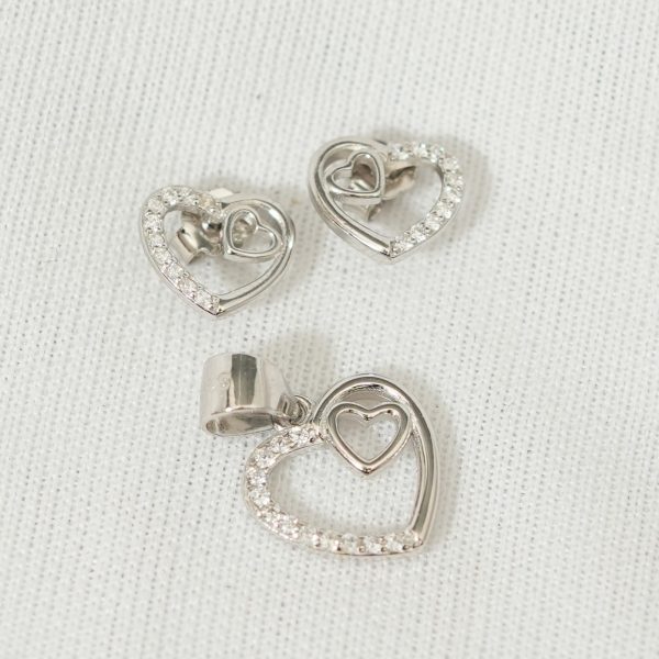 Hearts on Heart Pendant & Earrings Set