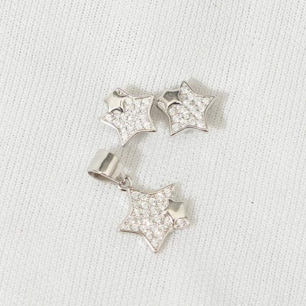 Clustered Stars Earrings & Pendant Set