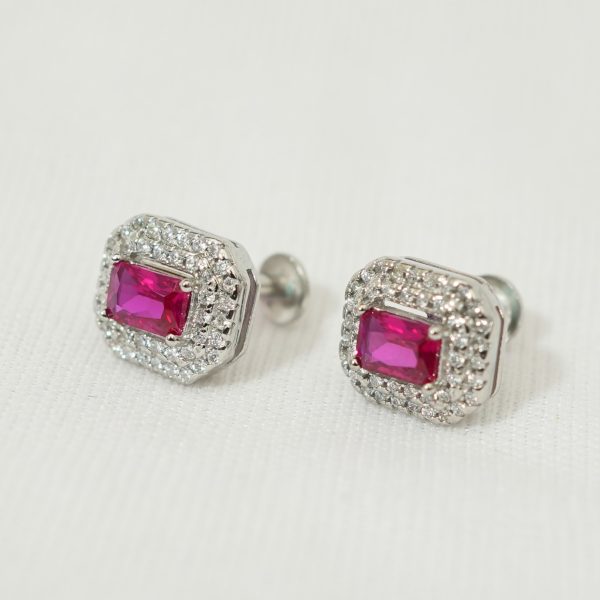Ruby Stone Cubic Studs
