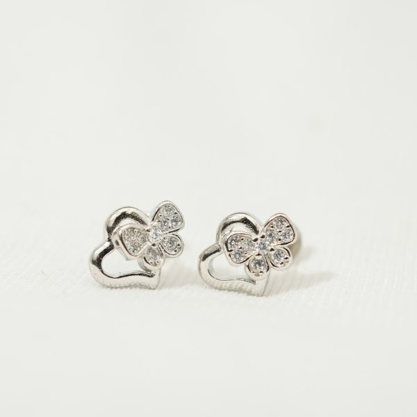Floating Butterfly Heart Studs