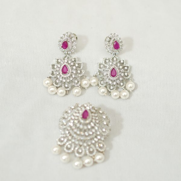 Pink Jhumka & Pendant Set
