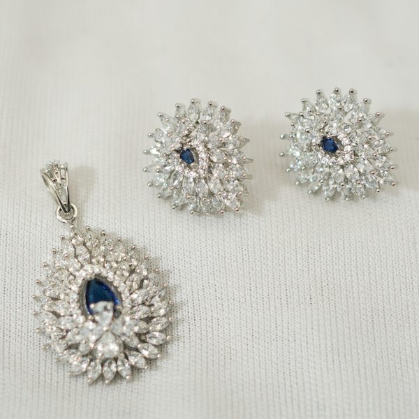 Peacock Blue Earring & Pendant Set